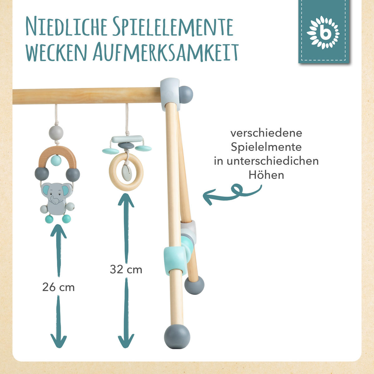 SPIELBOGEN aus Holz - ab Geburt - Blau, Holz (54/54cm) - Bieco Spielwaren