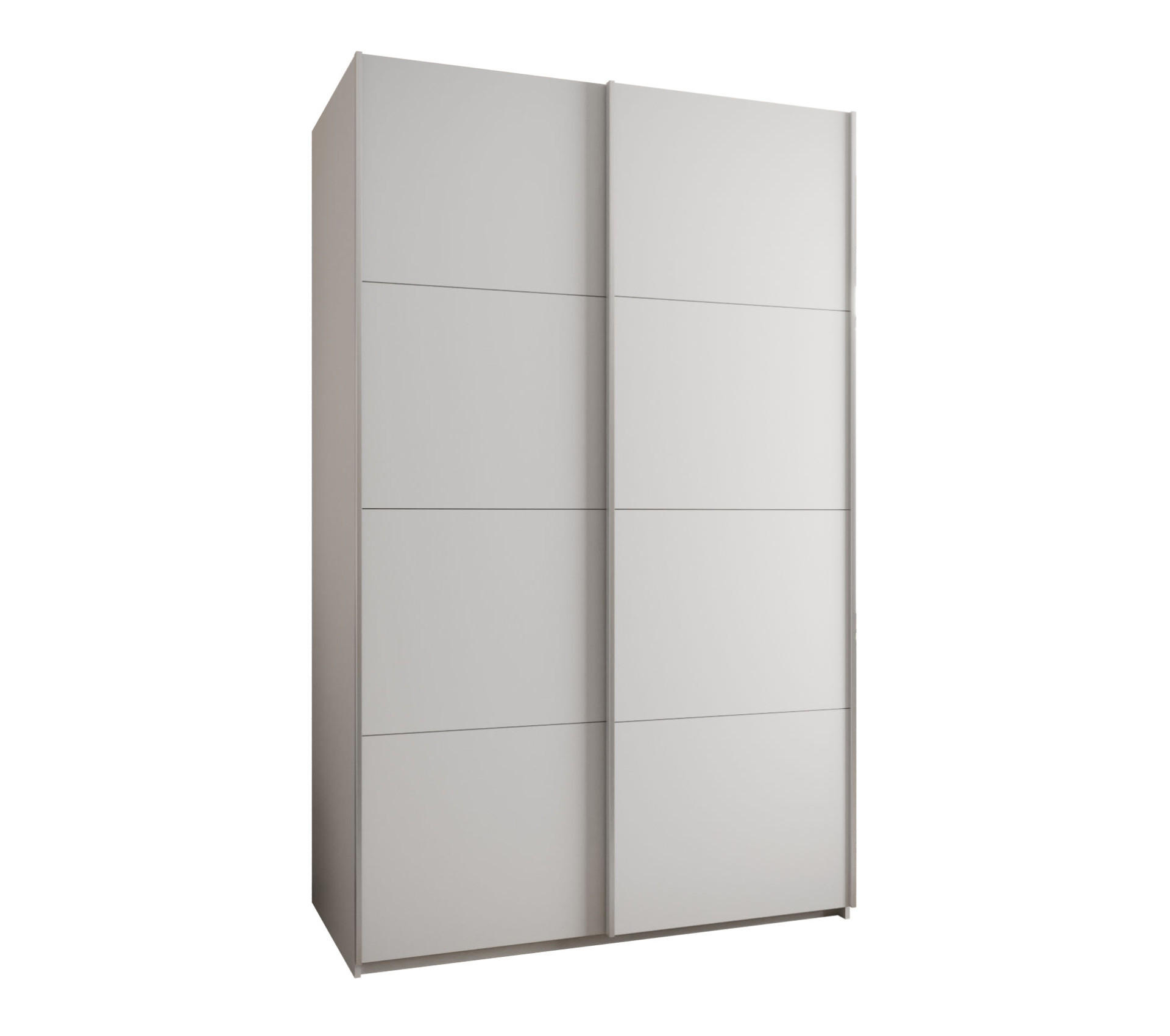 Abiks Möbel Schwebetürenschrank Weiß, Weiß, Silber 150x245x64 cm