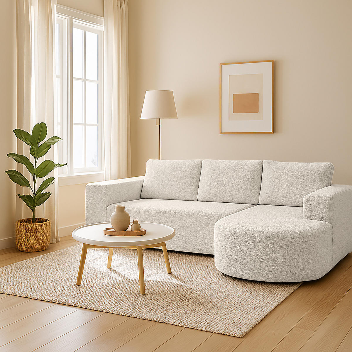 ECKSOFA Tolga mit Schlaffunktion, Ecru - Ecru, Textil (270/162cm) - Fedve