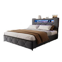 POLSTERBETT 160x200 cm Grau Samt USB 4 Schubladen Kopfteil - Grau, Holz (160/200cm) - SHOPENTRA