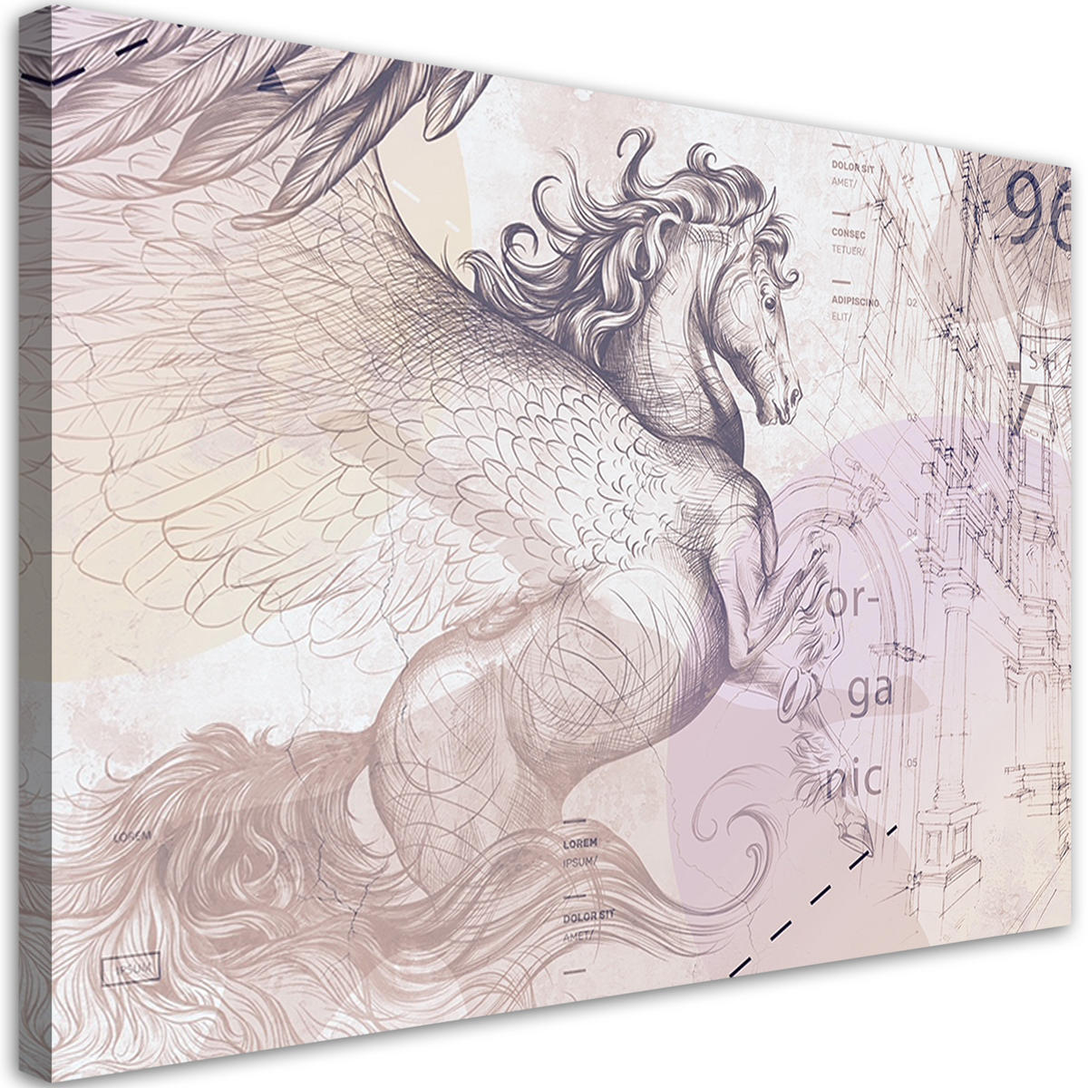 WANDBILD pegasus pferd abstrakt - Pink, Textil (60/40cm) - Feeby