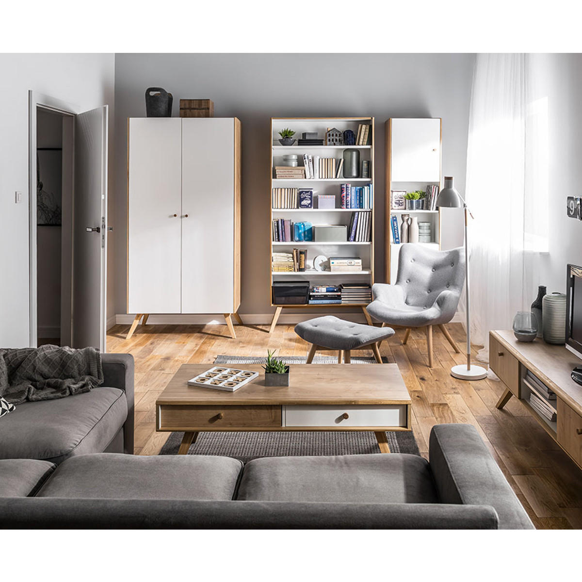 SCHRANK 2 Türen Weiß - Weiß, Holzwerkstoff (58/207.5/101cm) - Petits-meubles