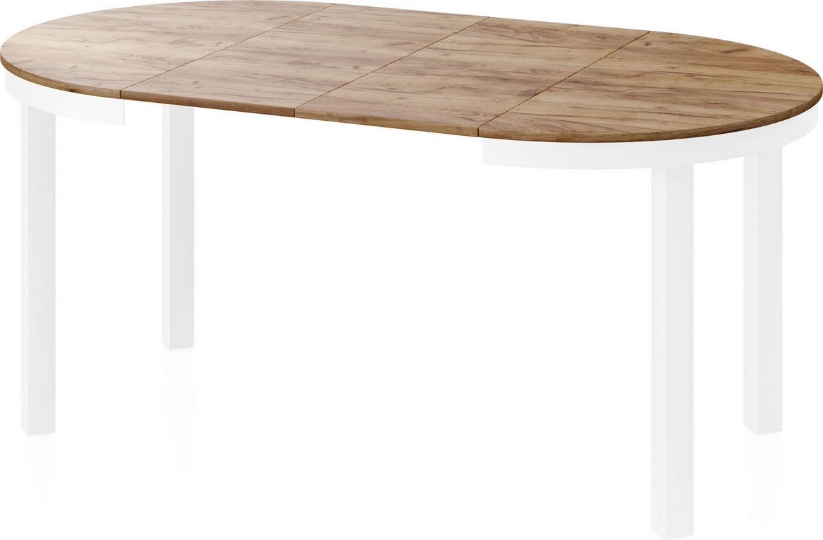 ESSTISCH Rowan Weiß runder ausziehbarer, Craft Eiche 100-176/100/76 cm - Eiche Wotan/Weiß, Holzwerkstoff/Metall (100/100/76cm) - WFL GROUP