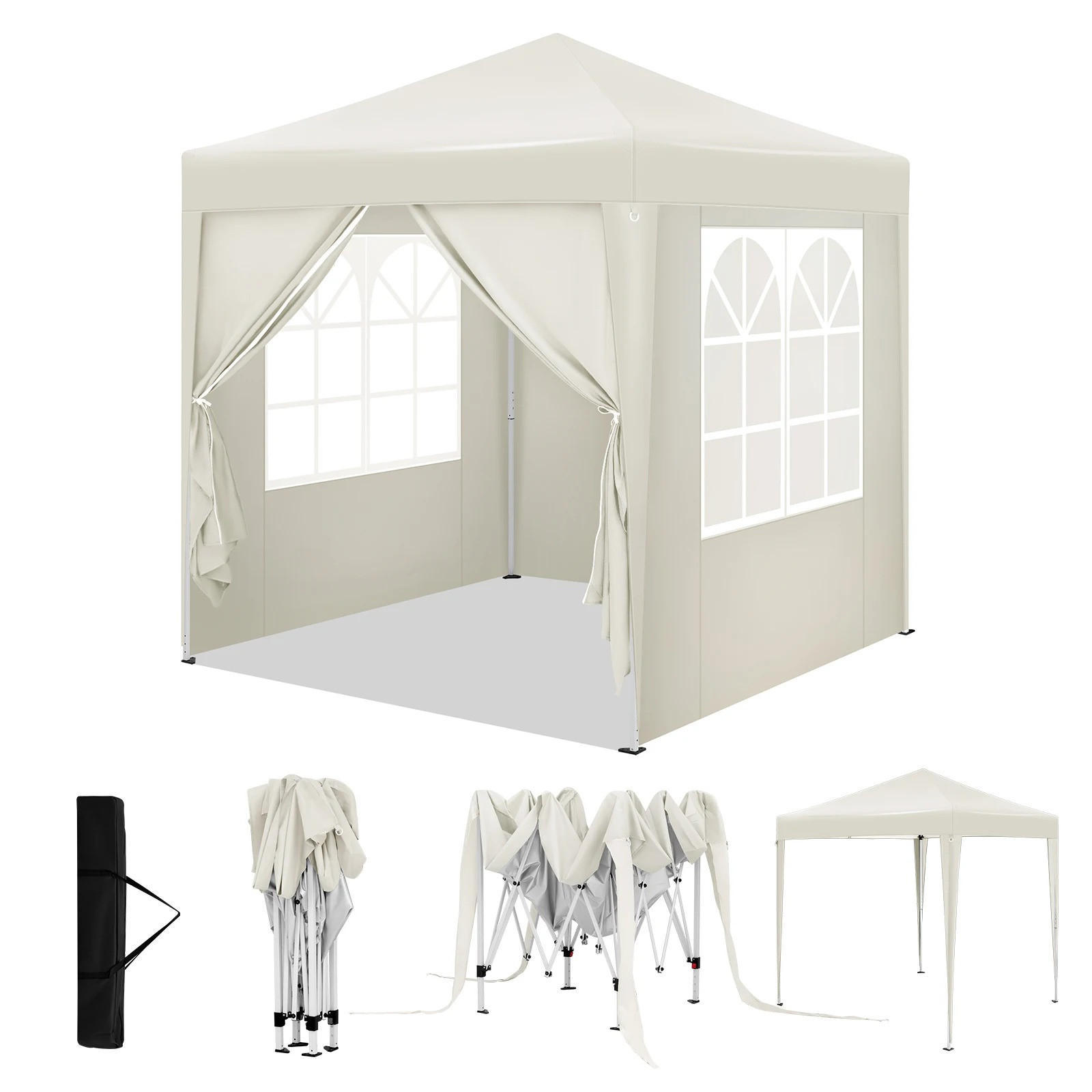 PAVILLON 2x2 m Beige mit 4 Seitenwänden - Beige, Textil/Metall (200/200cm) - Kaket