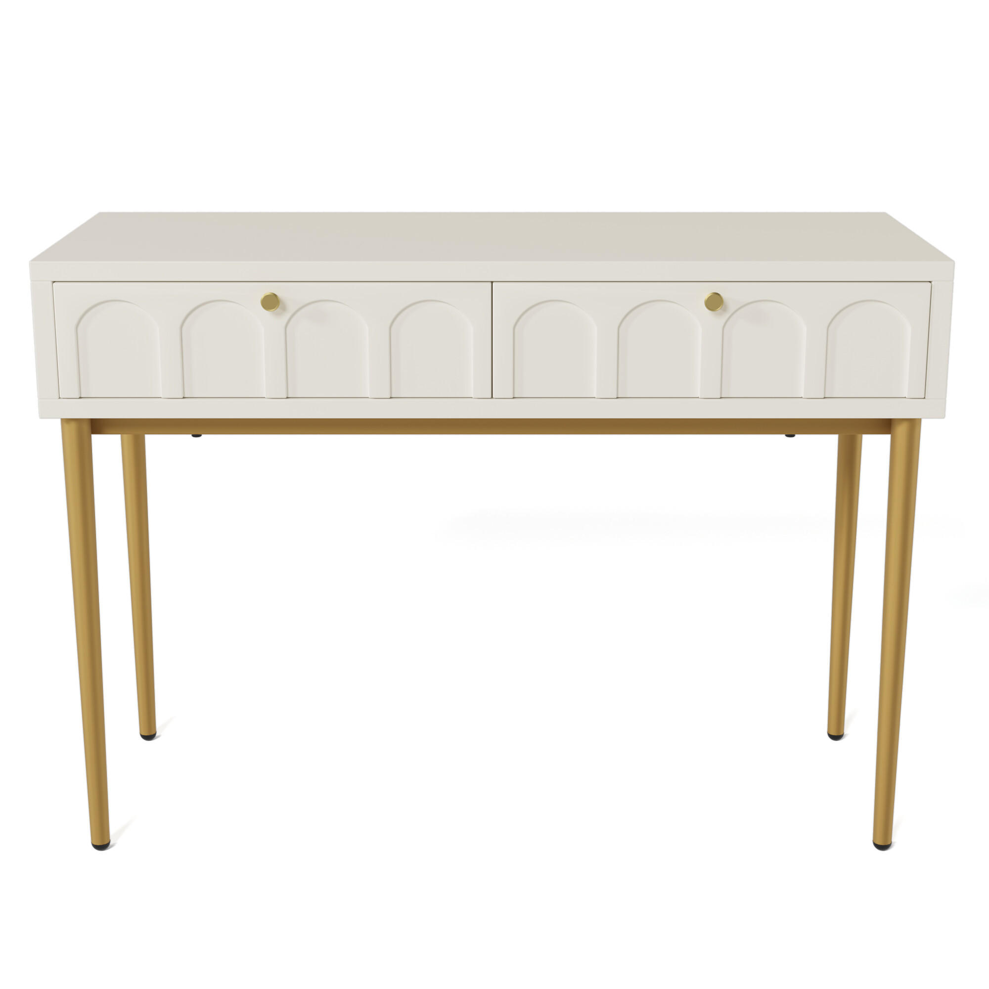 SCHMINKTISCH Cremeweiß und Golden 100/76,5/45 cm - Beige, Holzwerkstoff/Metall (100/76.5/45cm) - Urban Meuble