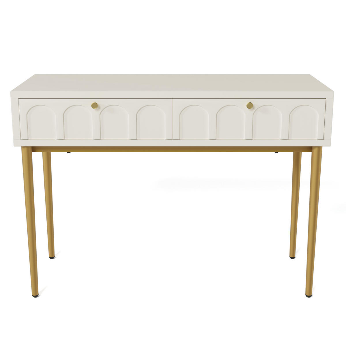 SCHMINKTISCH Cremeweiß und Golden 100/76,5/45 cm - Beige, Holzwerkstoff/Metall (100/76.5/45cm) - Urban Meuble