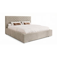 POLSTERBETT 120x200 cm AURA, Doppelbett mit Bettkasten und Lattenrost aus Holz, Velourstoff: Hellbraun - Hellbraun, Holz/Kunststoff (120/200cm) - Marpur