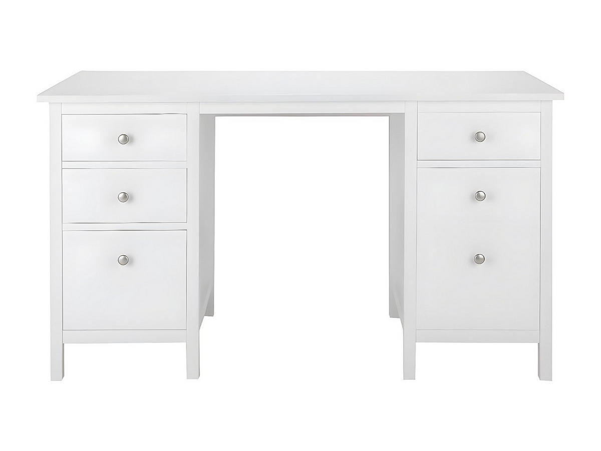 SCHREIBTISCH Landhaus mit 4 Schubladen - Stil Holz - Weiß - ALBANE - Weiß, Holz (135/56/76cm) - Vente-Unique