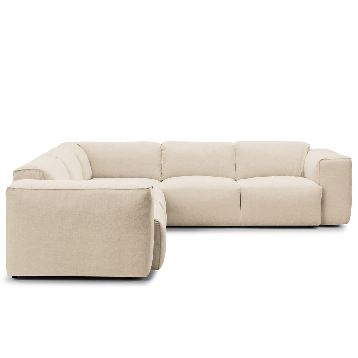 ECKSOFA mit Rundecke - Beige/Schwarz, Kunststoff/Textil (325/260cm) - home24