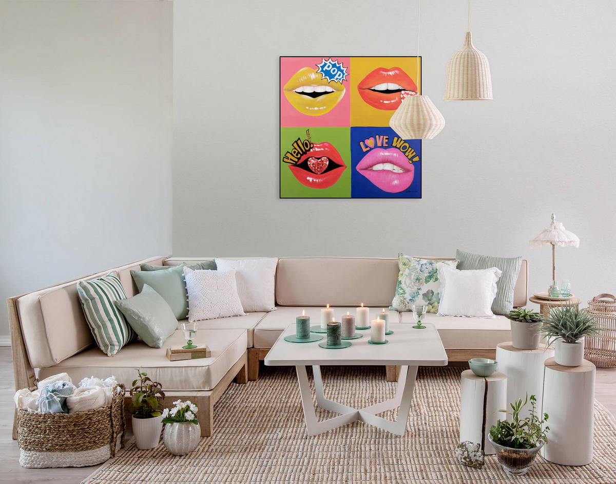 RUČNE MAĽOVANÝ AKRYLOVÝ OBRAZ 80/80 cm, viacfarebný, abstraktný dekoratívny motív - viacfarebná, drevo/textil (80/80cm) - KUNSTLOFT
