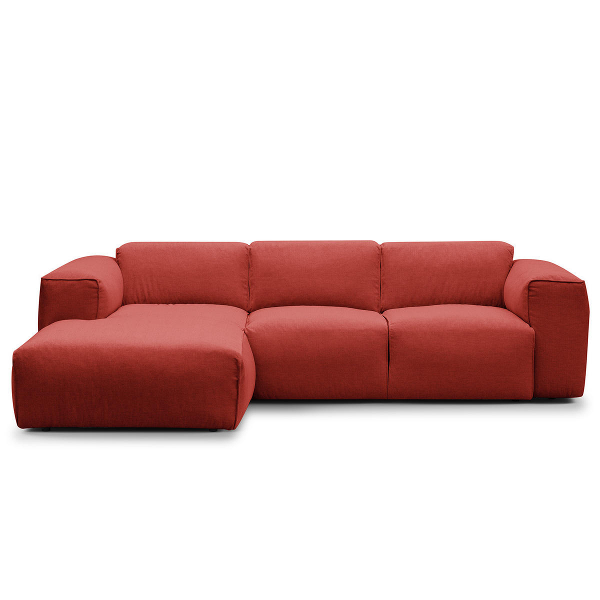 3-SITZER ECKSOFA mit Longchair - Rot/Schwarz, Kunststoff/Textil (251/173cm) - home24