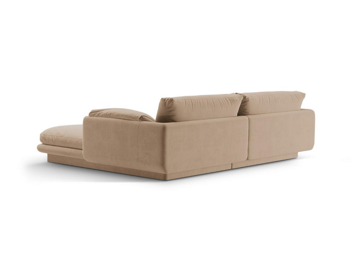 ECKSOFA links Torino aus Samt sandfarben 3 Sitzplätze - Sandfarben, Textil (170/220cm) - Micadoni