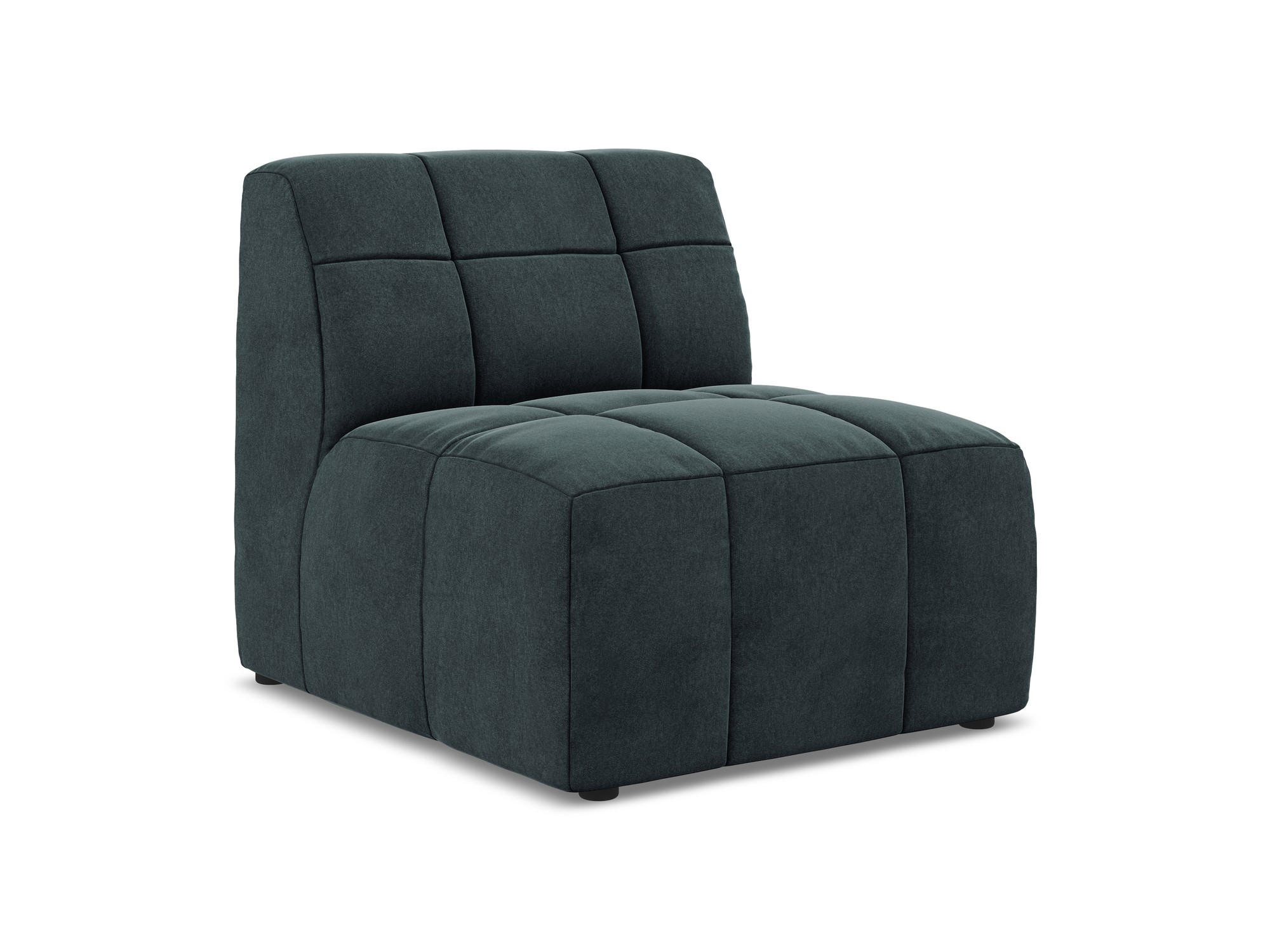 SOFAELEMENT Samt Stoff Blau - Petrol/Schwarz, Holzwerkstoff/Kunststoff (75/77/90cm) - Makamii