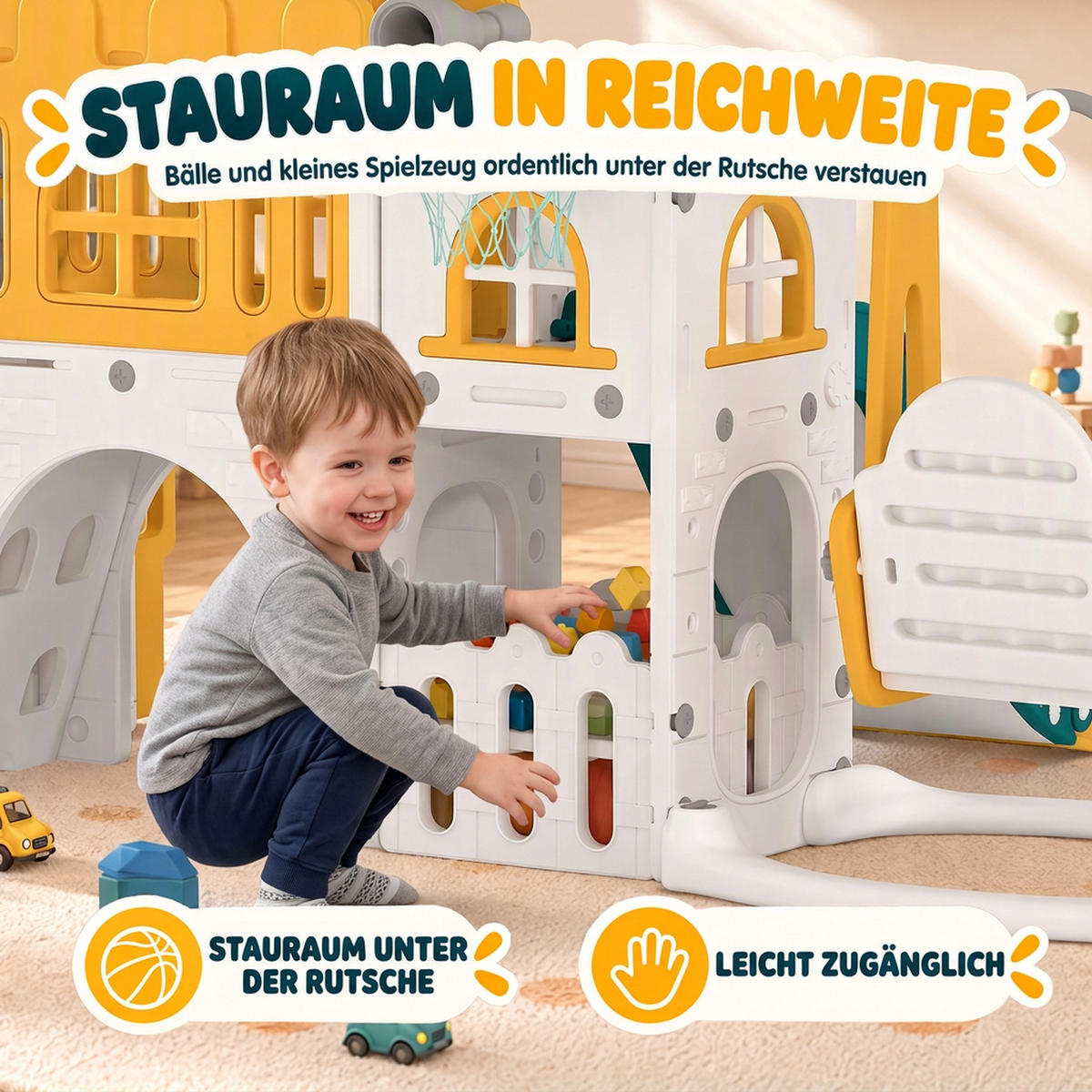 KINDERRUTSCHE HDPE Gelb - Gelb, Kunststoff (176/111/260cm) - AIYAPLAY