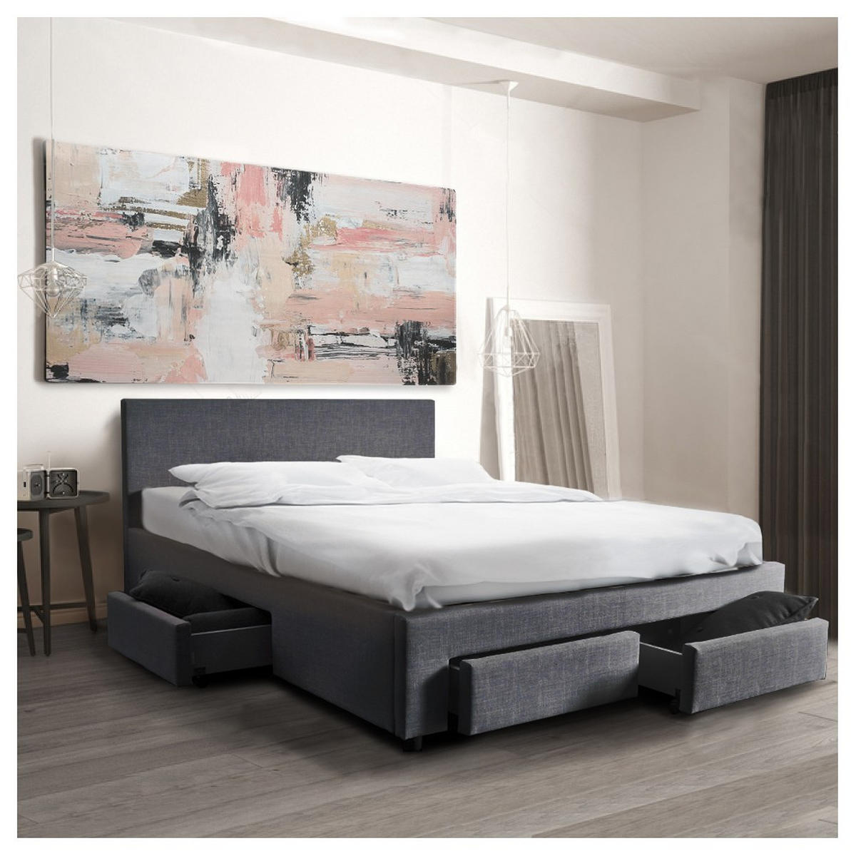 BETT LUGANO mit Schubladen/ Bett 140x190 - Dunkelgrau - Grau, Holzwerkstoff (140/190cm) - Weber Industries