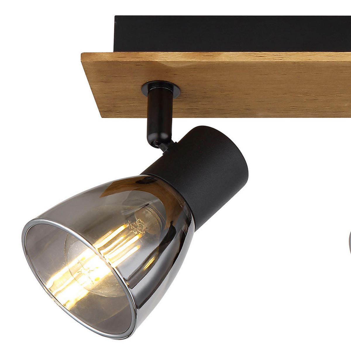 DECKENLEUCHTE Metall Glas Schwarz CLAUDE - Braun, Holz (40/7/15.5cm) - Globo Lighting