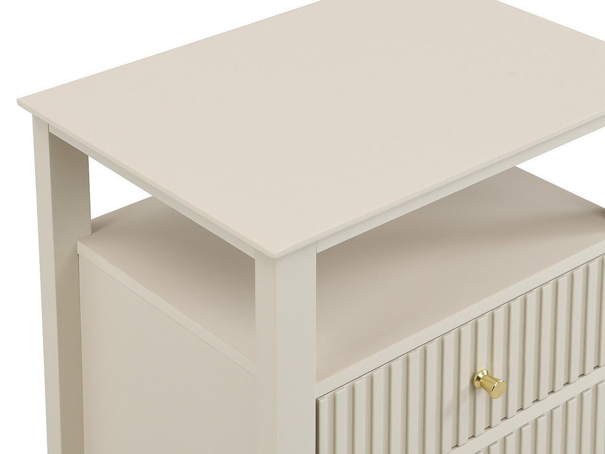 NACHTTISCH 2 Schubladen & 1 Ablage – MDF – Beige – NIRIVA - Beige, Holz (35/62/48cm) - Vente-Unique