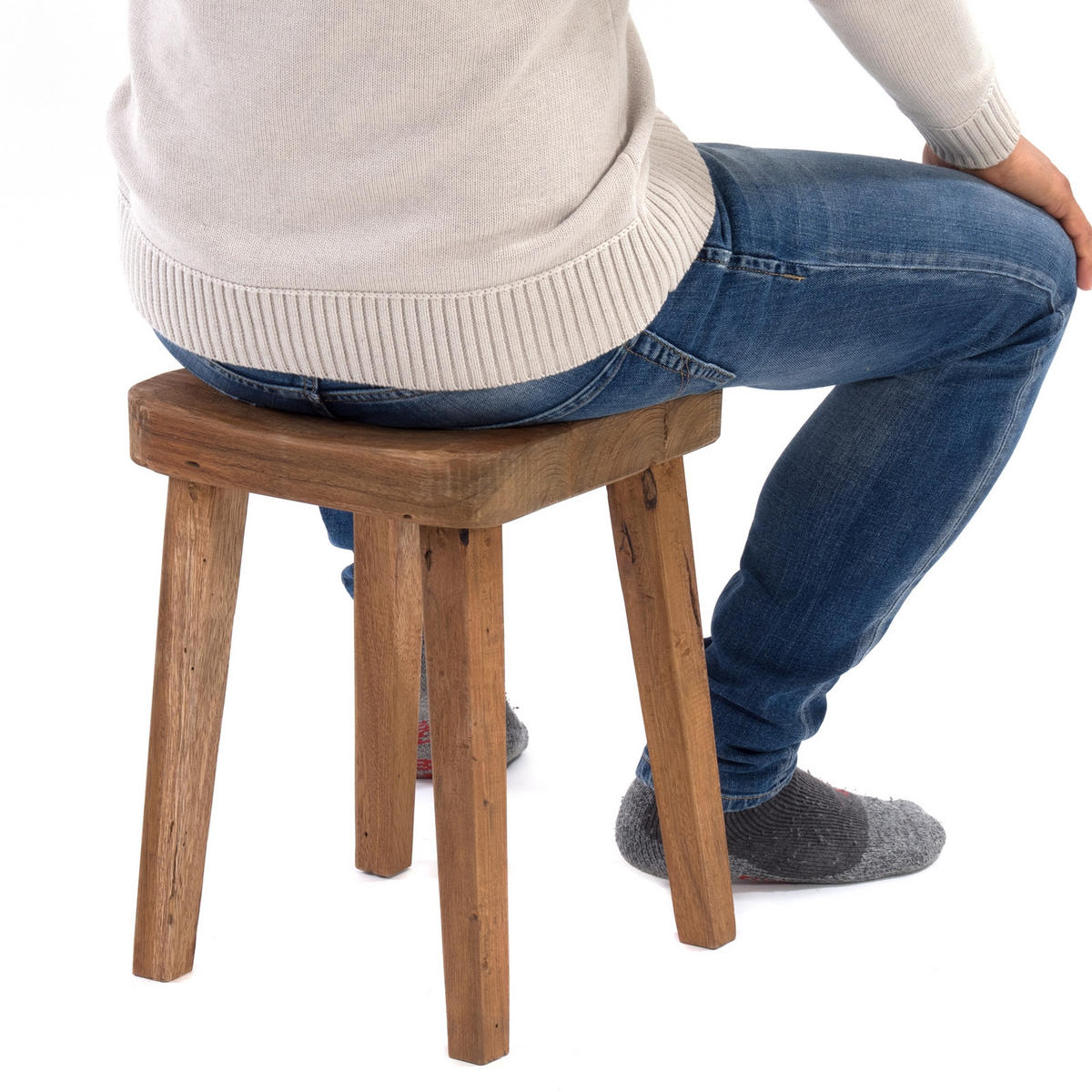 HOCKER Lupo Massivholz naturfarben - Naturfarben, Holz (30/40/30cm) - DESIGN DELIGHTS