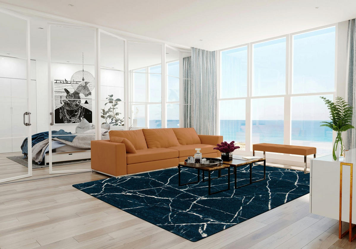 TEPPICH ultraweich designorientiert blau - Blau, Textil (160/230cm) - AFK Living