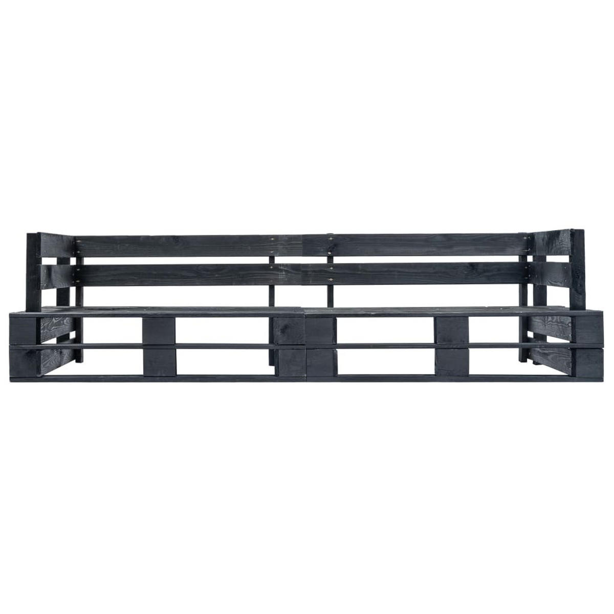 GARTEN-PALETTENSOFA 2-Sitzer Schwarz Holz - Schwarz, Holz (220/55/66cm)