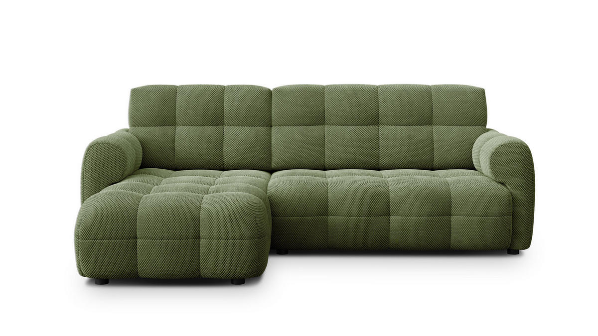 ECKSOFA MELLOW 3-Sitzer, olive - Schwarz/Grün, Holz/Textil (232/156cm) - Courtois Laville