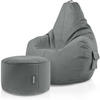 SITZSACK + Hocker "Cozy+Stay" 2er Set - Grau, Textil (70/90/80cm) - Green Bean