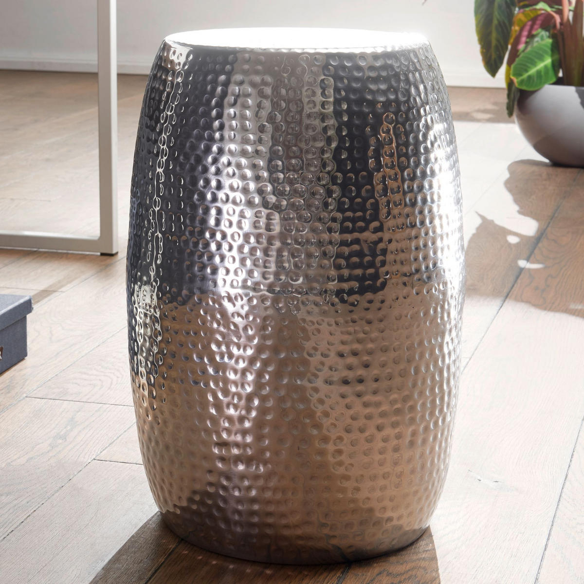 BEISTELLTISCH Aluminium Orientalisch ENNS, Silber 30x30x49 cm - Silberfarben, Metall (30/30/49cm) - KADIMA DESIGN