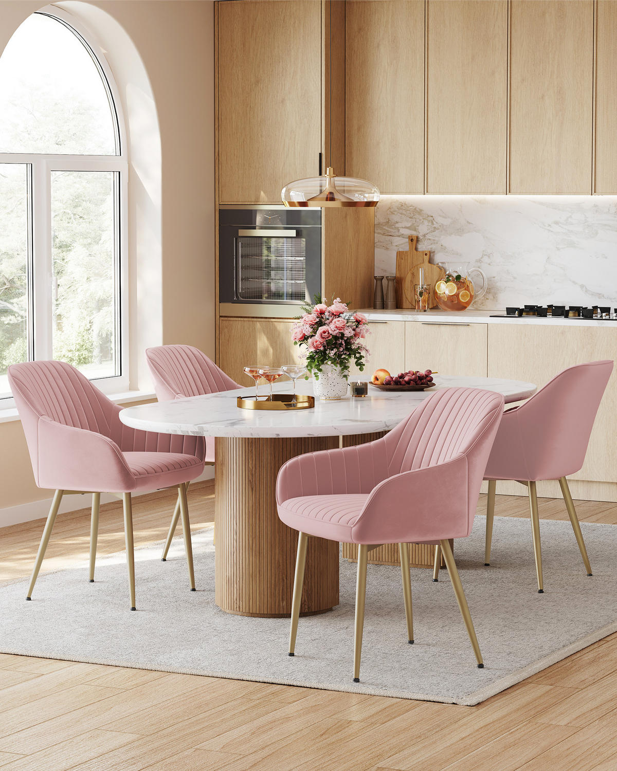 ESSZIMMERSTUHL Maggie - Hellrosa, Textil (60/84/60cm) - SONGMICS