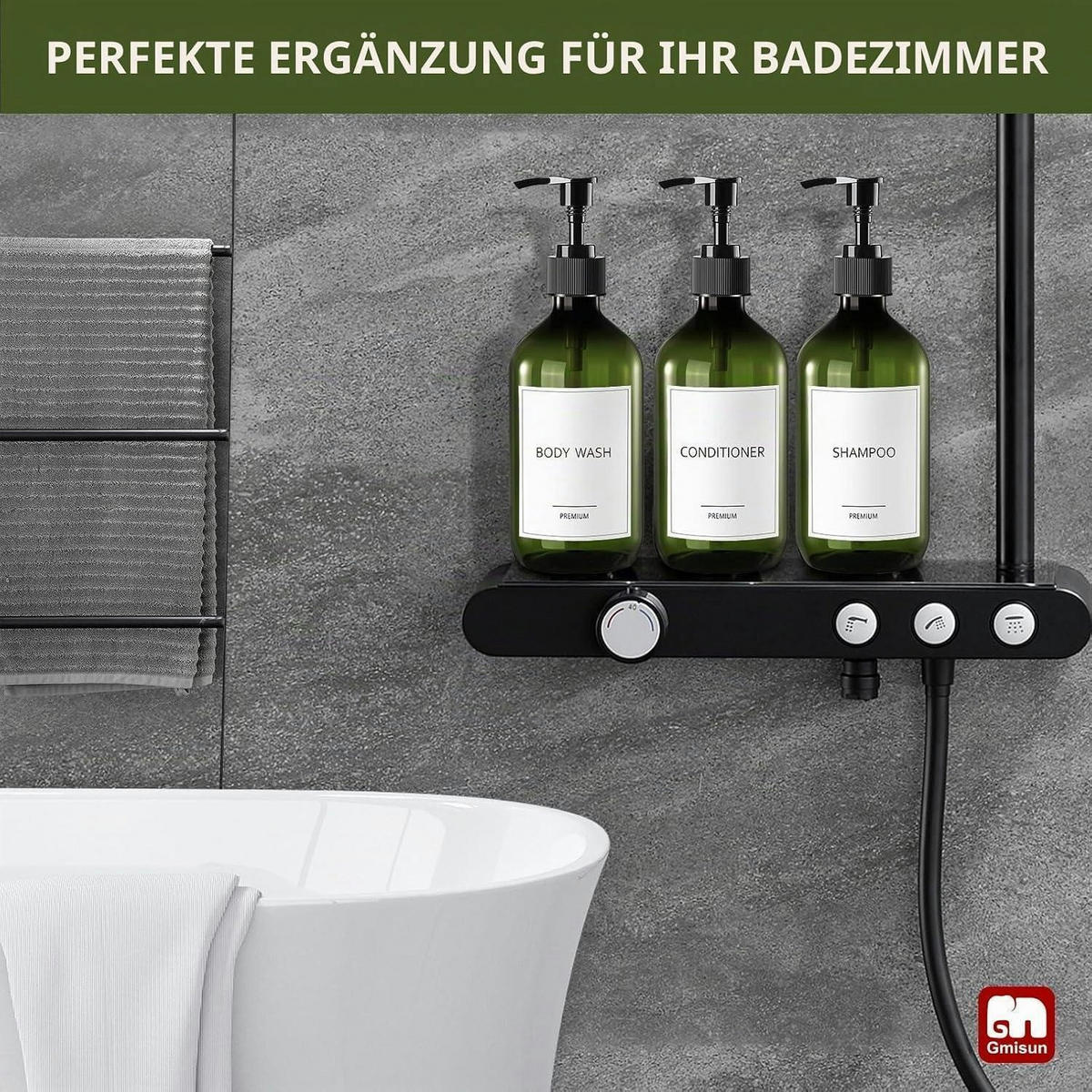 SEIFENSPENDER Set Grün 3 Stück - Grün, Kunststoff (16.4/17.5/10.4cm)