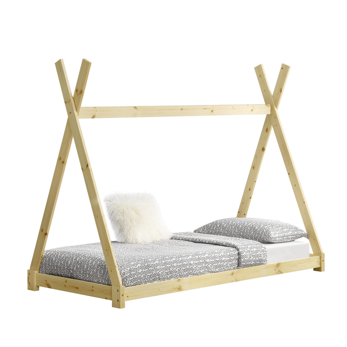KINDERBETT Onejda - Naturfarben, Holz (90/200cm) - [en.casa]