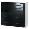 KOMMODE Den, Sideboard mit 4 Schubladen, Made in Germany, Moderner Schrank, Weiß matt / Schwarz Hochglanz (76 x 72 x 35 cm) - Schwarz Hochglanz, Holzwerkstoff (76/72/33cm) - InnoFurn