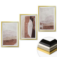 WANDBILDER 3er Set - 40x60 cm Goldrahmen - Braun-beige abstrakte Muster - Goldfarben, Kunststoff (40/60cm) - ArtPrintCave