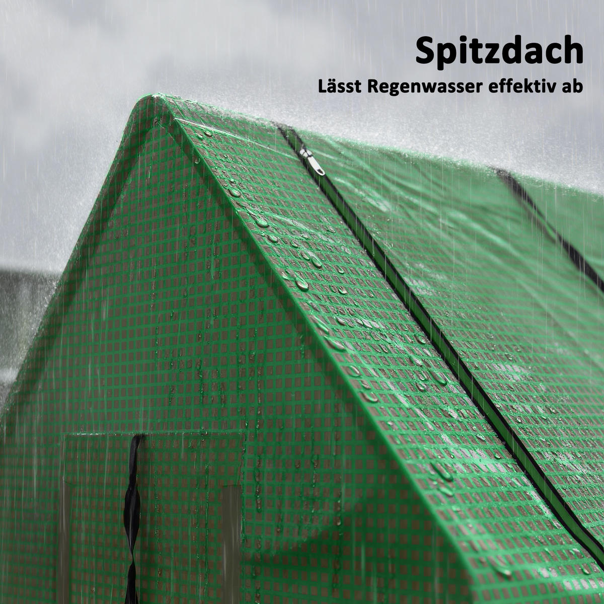 MINI-GEWÄCHSHAUS DE-05825 mit aufrollbarem Dach und Fenstern 240/90/90 cm Grün - Grün, Kunststoff/Metall (90/90/240cm) - ComfortXL