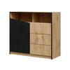 KOMMODE Aston 04 - Eichefarben/Schwarz, Holzwerkstoff (100/91/41cm) - MIRJAN24