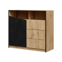 KOMMODE Aston 04 - Eichefarben/Schwarz, Holzwerkstoff (100/91/41cm) - MIRJAN24