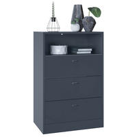 KOMMODE Pino Fronten in Anthrazit matt - Dunkelgrau/Anthrazit, Holzwerkstoff (56/86.5/36cm) - Vladon