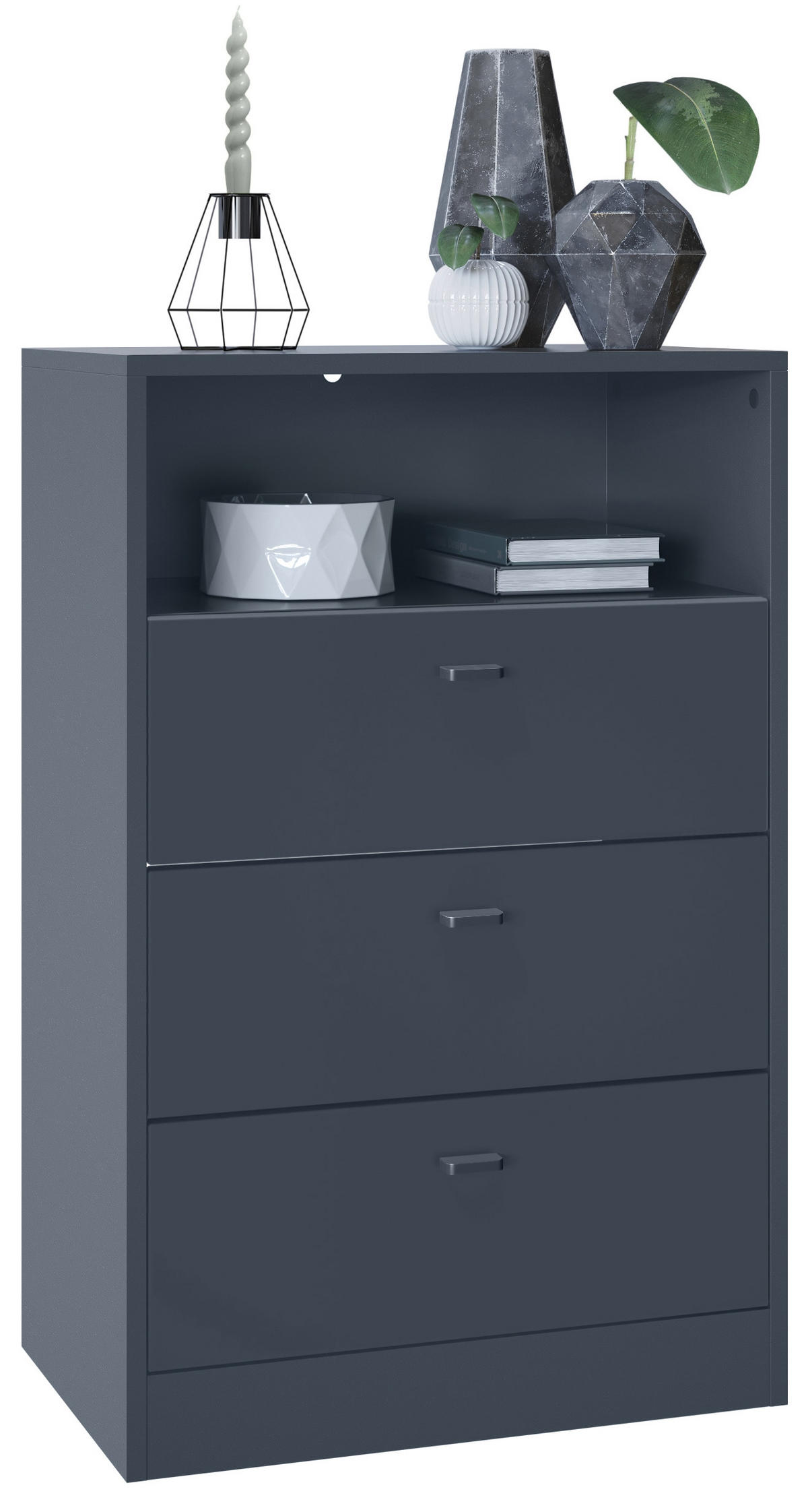 KOMMODE Pino Fronten in Anthrazit matt - Dunkelgrau/Anthrazit, Holzwerkstoff (56/86.5/36cm) - Vladon