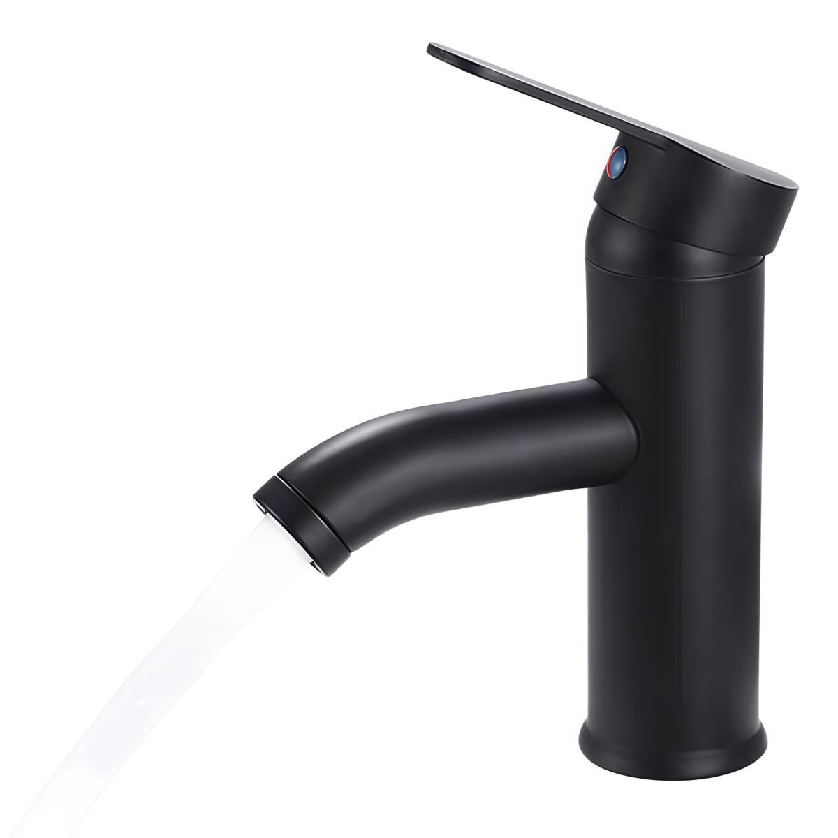 WASCHTISCHARMATUR EDELSTAHL 304 SCHWARZ MIT FLEXIBELSCHLAUCH - Schwarz, Metall (16/7/7cm) - Authentics