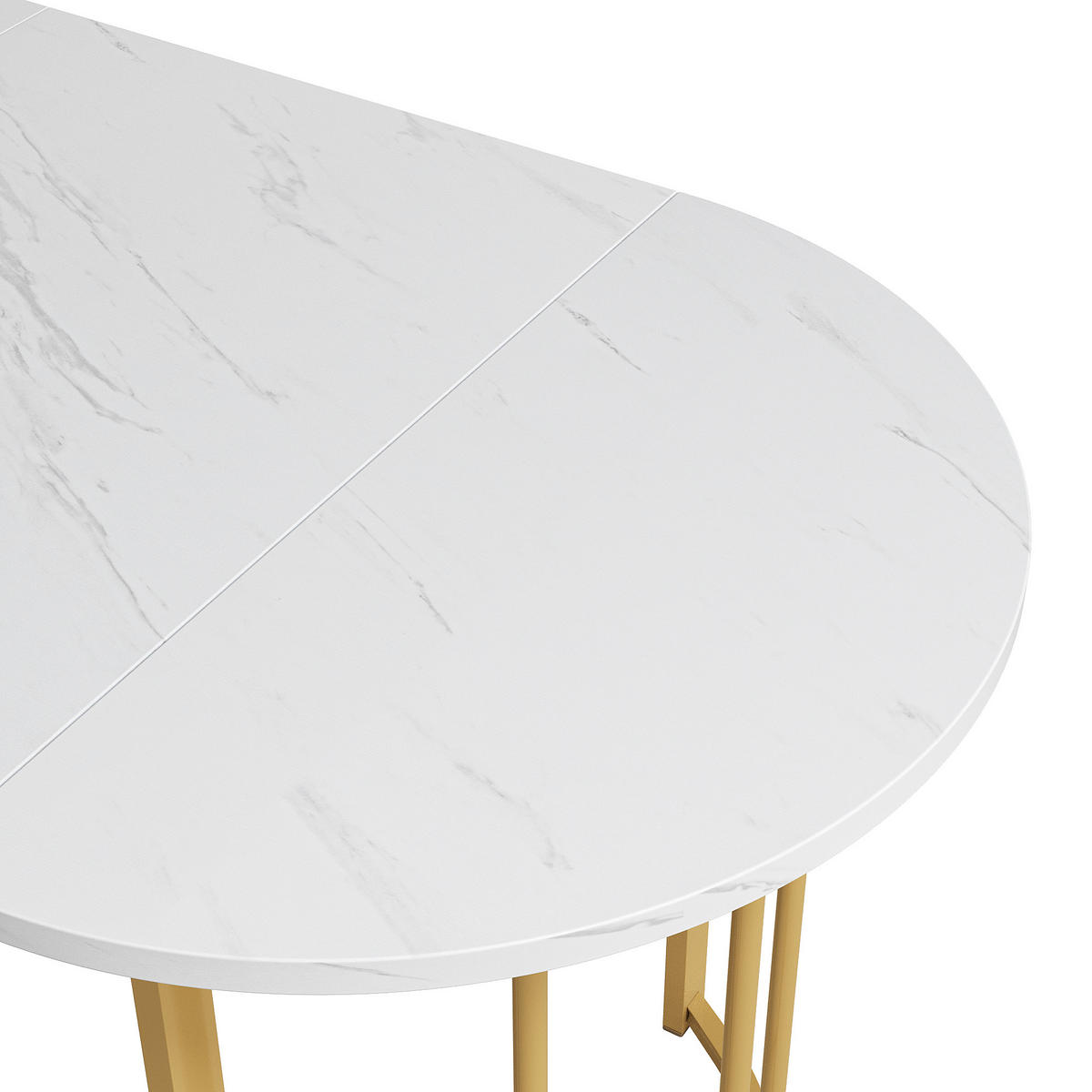 ESSTISCH Weiß und Golden 138.9/80/75 cm - Weiß, Holzwerkstoff/Metall (138.9/80/75cm) - Urban Meuble