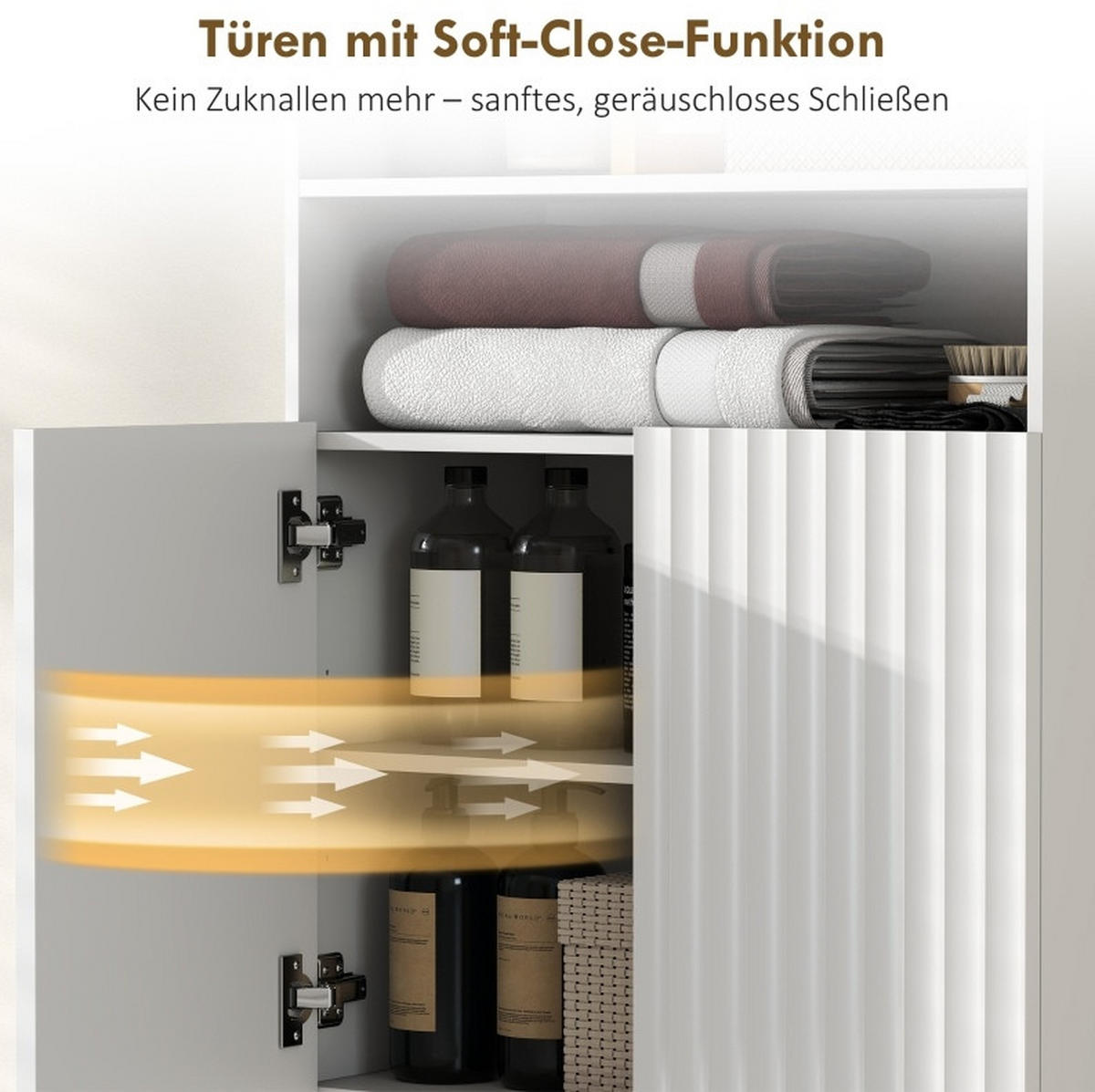 BADEZIMMERSCHRANK mit 2 offenen Fächern Weiß MDF - Weiß, Holzwerkstoff (31.8/93/60cm) - Beauniv