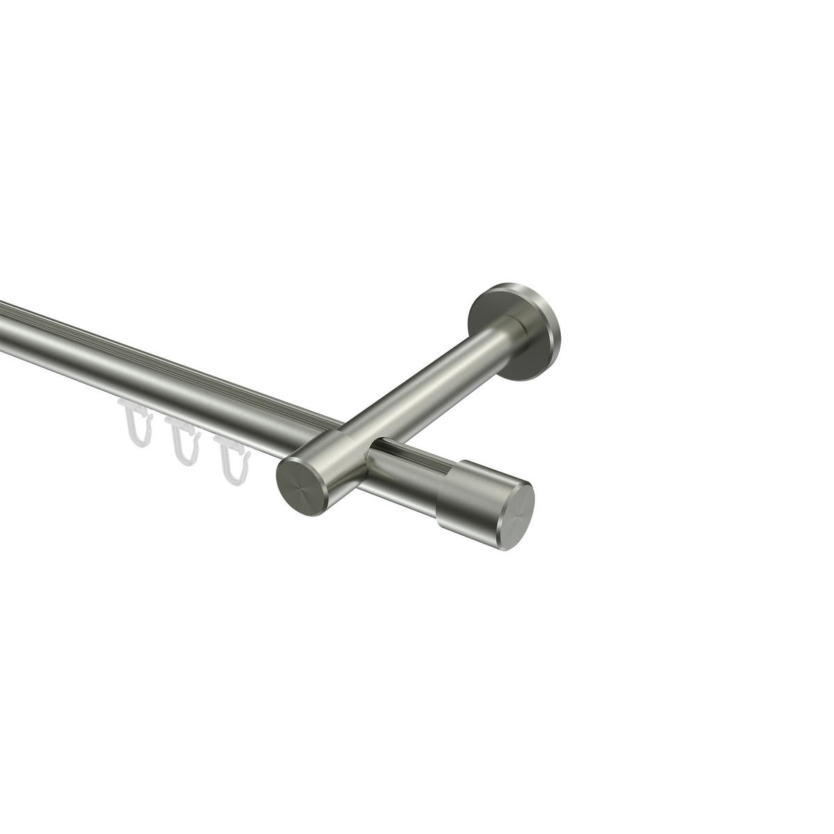 INNENLAUF-GARDINENSTANGEN-SET Prestige Santo 160 cm, 1-läufig, 20 mm Ø Edelstahl-Optik - Edelstahlfarben, Metall (160cm) - INTERDECO