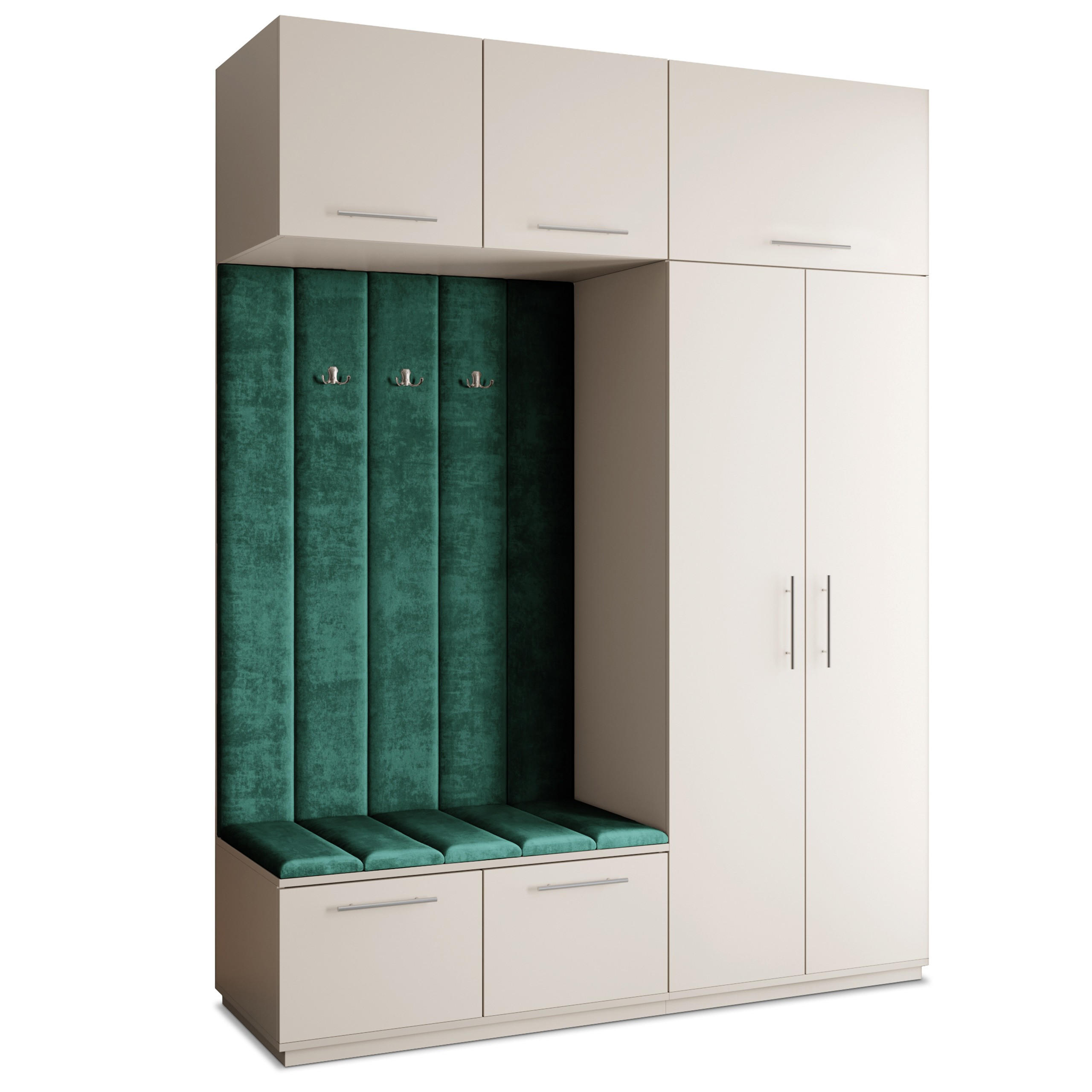 GARDEROBENSCHRANK REMA 180/240/60 cm Modern Garderobe-Set Kaschmir - Kaschmir/Grün, Holzwerkstoff (180/240/60cm) - MASSENO