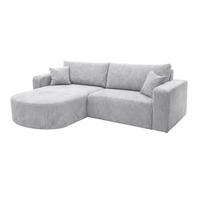 ECKSOFA Mit Schlaffunktion, Cordstoff Poso, Hellgrau, Links, ROUND ONE - Hellgrau, Holz (244/175cm) - Kaiser Möbel