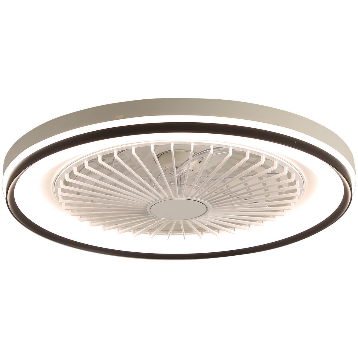 DECKENVENTILATOR 19Zoll Flach RGB LED Licht DC Motor Timer - Weiß, Kunststoff (48.26/48.26/12.7cm) - CASIVA