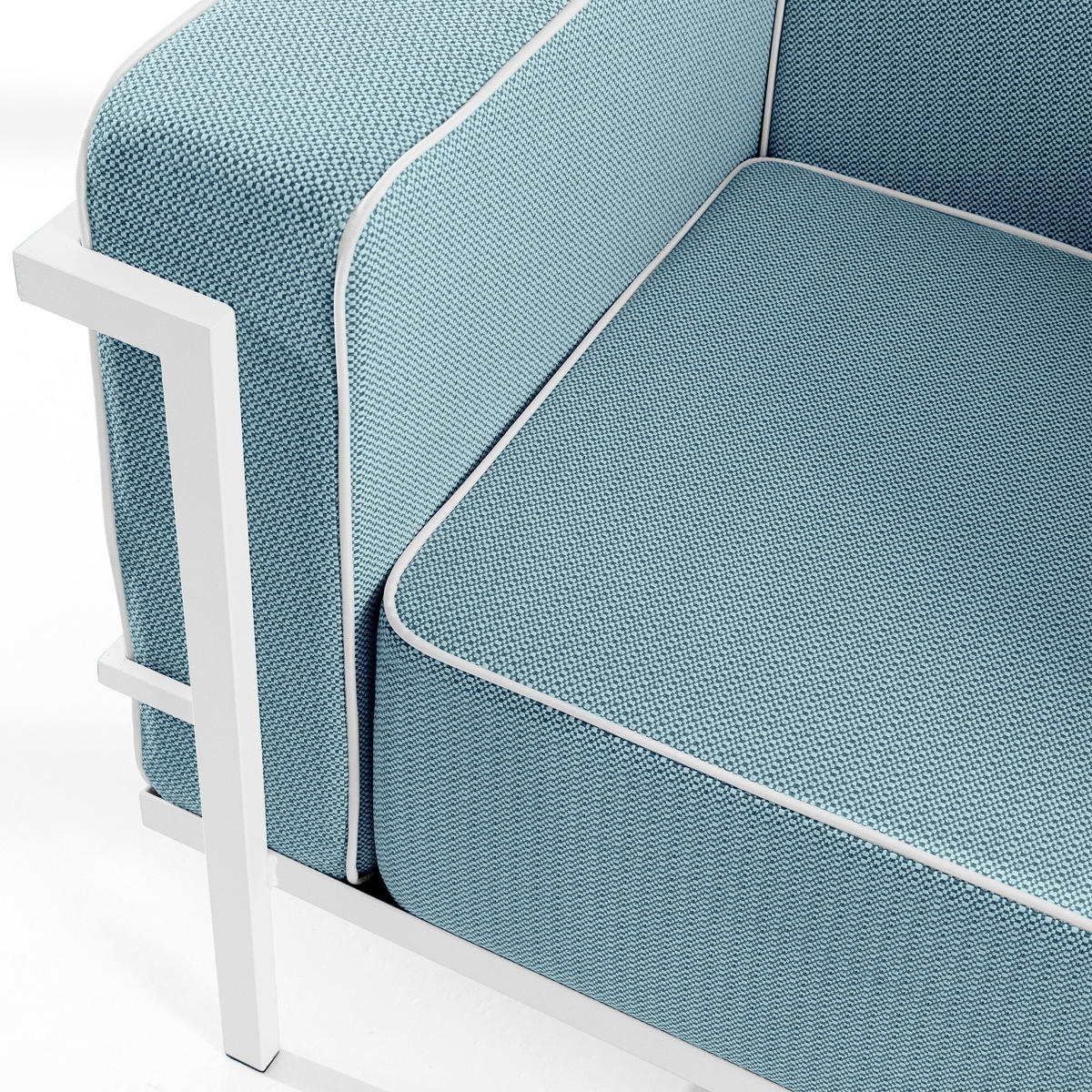 GARTENSESSEL TRIGLO Stahlgestell, Modern, Weiß - Blau/Weiß, Textil/Metall (99/70/69cm) - KONSIMO®