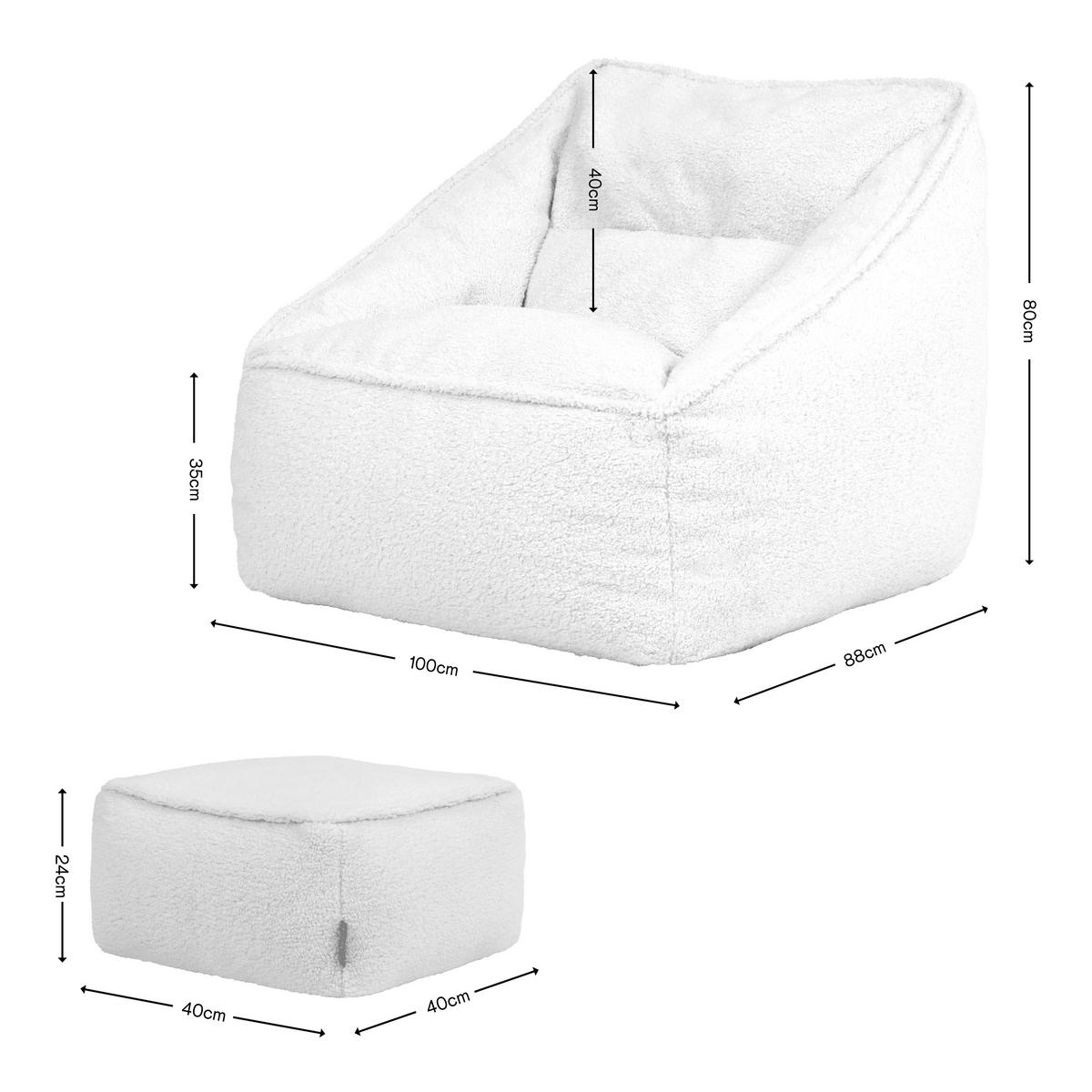 SITZSACK Sessel Borg Natalia mit Hocker - Creme, Kunststoff/Textil (100/100/88cm) - icon