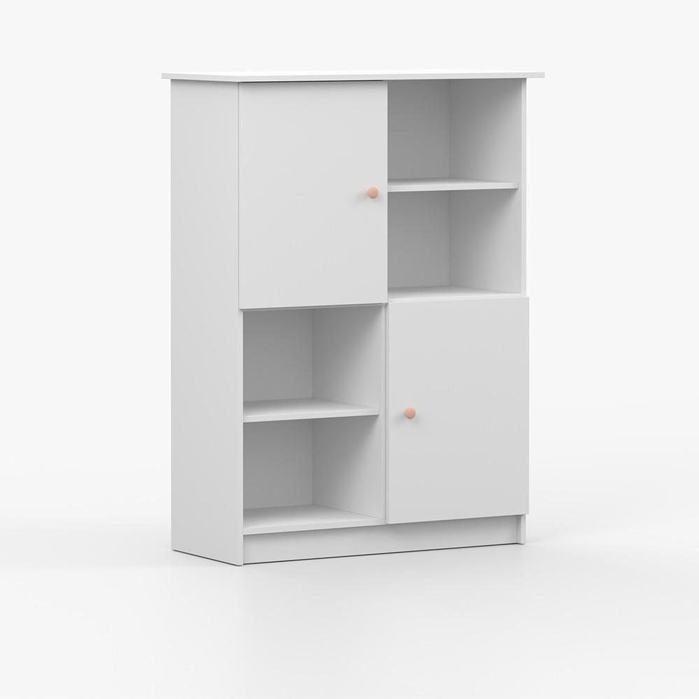 imoebel24 Regal Weiß, Rosa 95x130x43 cm