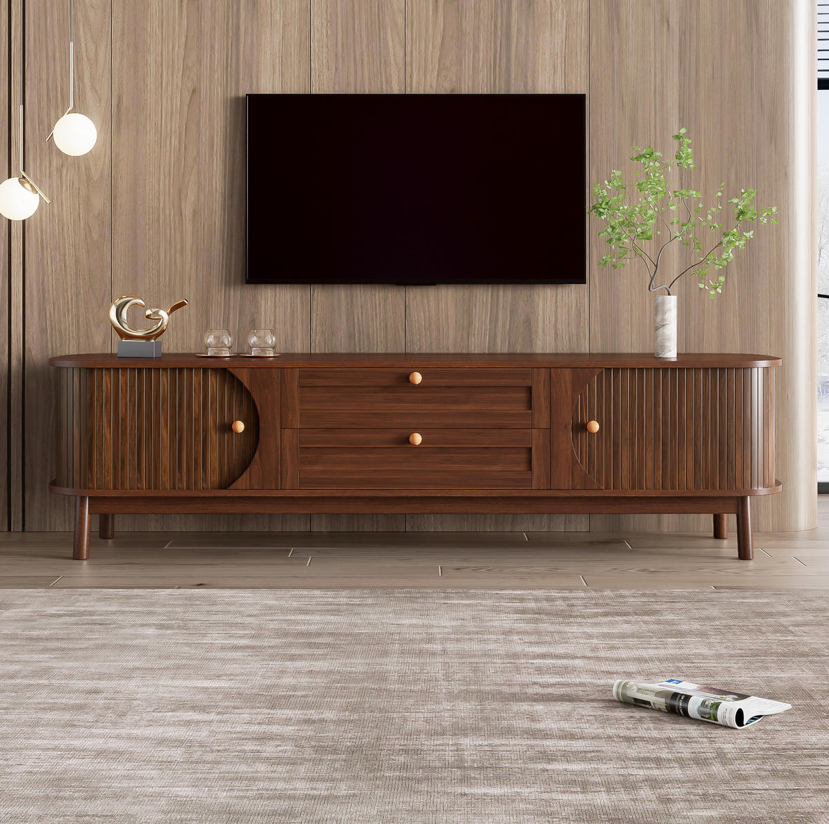 TV-LOWBOARD 170/39,5/46 cm Nussbaum aus MDF mit Schubladen - Walnussfarben, Holzwerkstoff (39.5/46/170cm) - OKWISH