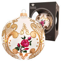 CHRISTBAUMKUGEL Rose Barock Weiß 10cm (Glas / 1 Stk.) - Weiß, Glas (10/10/10cm) - Krebs Glas Lauscha