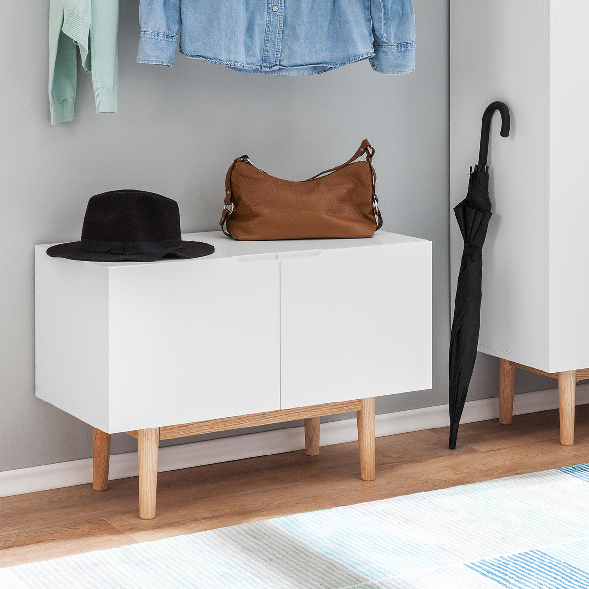 SCHUHKOMMODE - Eichefarben/Weiß, Holzwerkstoff (76/52/37cm) - home24